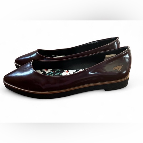 Rocket Dog Shoes - Rocket Dog Laurel Burgundy Patent Pointed Toe Platform Ballet Flats